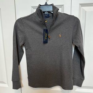 NWT Ralph Lauren Polo Boys Quarter Zip Pullover Grey Size 8 Small